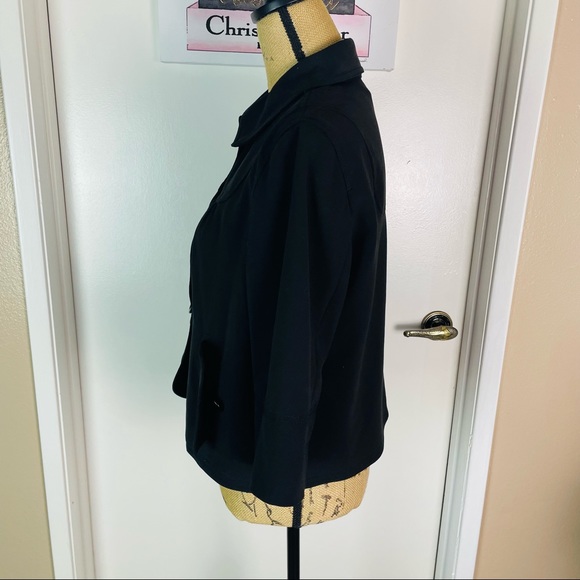 Larry Levine Stretch Black Denim Slightly Cropped Blazer Jacket Size Medium - Picture 6 of 10